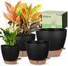 Goproauto Self-Watering Pots for Indoor and Outdoor Plants 4 Pack, 6/8/10/12 Inch Planters with Water Level Indicator & Deep Reservoir, Decorative Flower Pots for Home Decor