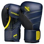 Hayabusa T3 Boxing Gloves for Unisex Splinted Wrist and Knuckle Protection, Dual-X Hook and Loop Closure, 5 Layer Foam Knuckle Padding - Navy/Yellow, 16 oz