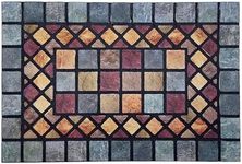 Nicoman Tile Heavy Duty Boot Scraper Doormat, Non-Slip Anti-Fatigue Eco-Friendly Rubber Indoor/Outdoor Door Mat, Rectangular (60x40cm), Blue Border