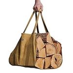 Case4Life Firewood Bag - Log Carrier for Wood - Heavy Duty Waxed Canvas Firewood Carrier - Water Resistant Log Carrier Bag - Brown Dirt Resistant Wood Bag - Camping Accessory