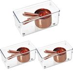 iDesign Drawer Organiser, Medium Size Plastic Drawer Insert for Bathroom or Kitchen, Practical Drawer Organiser for Makeup, Kitchen Accessories and Office Supplies, Clear (Pack of 3)