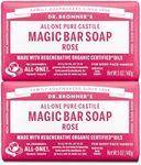 Dr. Bronner's Pure-Castile Magic Bar Soaps - Made with Regenerative Organic Certified Oils - For Face, Body, Hair- Vegan Soap Bars for Men & Women - Rose 2 pack, 5 oz