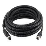 INSEETECH 4 Pin Camera Cable with Corrugation Tube Cover, 4 Pin Aviation Extension Cable, 4 Pin Video Cable for Backup Camera Rear View System RV Truck Trailer Bus Car Waterproof (16FT/5M)