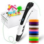 GEEETECH TG-21 3D Pen for Kids Adults 3D Printer Pen with 3 Colors PLA Refills, Intelligent 3D Printing Pen with LED Display & USB Charging, 8 Gears of Speed & Intelligent Sleep Mode, Non-Clogging