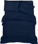 Utopia Bedding 4 Piece King Bedding Set - Duvet Cover, Fitted Sheet with Pillow cases - Soft Brushed Microfiber (Navy)