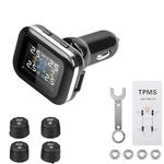 XPR3SS TPMS External Sensor with Rotatable Head with USB Charging Port Wireless Cigarette Plug Charger Car Tire Pressure Monitoring System Car Tyre Pressure Monitor Tool