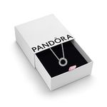 Pandora Signature Women's Sterling Silver Pavé Circle Collier Pendant Necklace, 45cm, With Gift Box