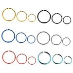 Liuxn 18 Pieces 20 Gauge inless Steel Nose Ring Earring Hoop for Body Piercing, 6 Colors, 3 Sizes …