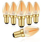 0.5W E14 Mini LED Vintage Night Light Bulb, C7 LED Filament Candle Bulbs Amber Ultra Warm White 2200K E14 SES Small Edison Screw Salt Lamp Bulbs, 5 Watt Equivalent, Non Dimmable, 6 Pack