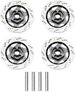 4Pack ShareGoo Metal 12mm Hex Hub Wheel Rim Tires Brake Disc Compatible with Traxxas Tamiya HSP HPI Redcat Racing 1/10 RC On-Road Car (Titanium)