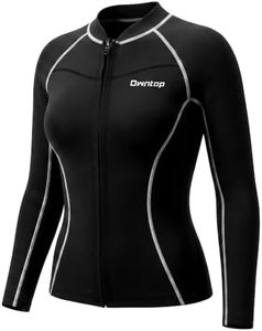 Owntop Women Wetsuit Top, 2mm Thermal Neoprene Jacket, High Stretch for Cold Water Swimming Surfing Snorkeling, Front Zip