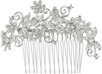 EVER FAITH Butterfly Flower Floral Wedding Hair Comb Clear Austrian Crystal