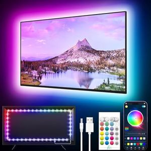 GIPOYENT TV LED Backlights, Music Sync LED TV Backlight, for 60-85 Inch TV, LED TV Light with Bluetooth Function - RGB Color Changing Light Strip for Home Theater (23ft)