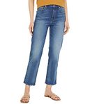 7 For All Mankind Women's High Waist Cropped Straight Jeans, Distressed Authentic Light, 27 Regular