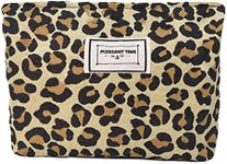 Cosmetic Bags for Women Makeup Bag Large Capacity Purse Travel Bags for Cosmetics Zipper Storage Pouch Make up Organizer for Women and Girls Gifts, Yellow, Leopard