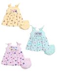 Mars Infiniti Cotton Frock & Panty Set For Baby Girls (Pack Of 3) (9-12 Months, Light Multicolor)