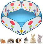 Portable Small Animals Playpen, Outdoor/ Indoor Pop Open Pet Exercise Fence, Guinea Pig Accessories Metal Wire Yard Fence C&C Cage Tent for Rabbits, Hamster, Chinchillas and Hedgehogs (Blue)