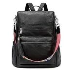 PINCNEL Backpack Womens Fashion PU Leather Anti-theft Backpack Lightweight Waterproof Rucksack Shoulder Bag Travel School Bag Casual Daypack Black