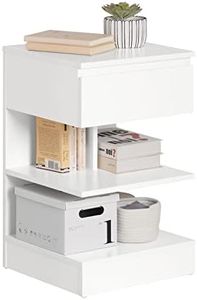 SoBuy® Tavolino da divano, tavolino da soggiorno, Comodini letto,con cassetto,FBT49-W,IT, Bianco