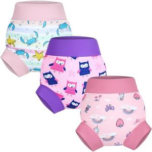 MooMoo Baby Swim Diapers 3 Pcs Waterproof Reusable Swim Diapers for Baby Swim Lesson 5T