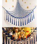 Teddy Hammock - Cuddly Toy Storage Hammock for Stuffed Animals - Soft Toy Storage Net Teddy Bear Storage - Cute Hanging Plushie Net Kids Baby girl Nursery Bedroom Room Decor Blue