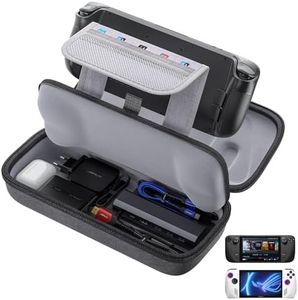 JSAUX Carrying Case Compatible with Steam Deck & ROG Ally, Protective Hard Shell Carry Case Built-in Charger & Docking Station Storage, Portable Travel Case for Steam Deck OLED & Accessories - BG0106A