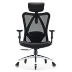 SIHOO M18 Office Chair Ergonomic Desk Chair, Breathable Mesh Design High Back Computer Chair, Adjustable Headrest and Lumbar Support, Upgraded to Rollerblade Wheels (Black)