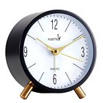 4 inches Super Silent Alarm Clock,FLOITTUY Classic Black Beep Wake Round Alarm Clock with Night Light,Battery Operated,Easy Set Entry Lux Stylefor Desk, Bedroom and Home Decoration