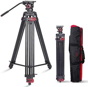 miliboo 75 Inches Video Tripod with Fluid Head,Aluminum Heavy Duty Tripod for Camera,Camera Tripod for Heavy Duty,Quick Release Plate and Ground Spreader for DSLR, Camcorder, Cameras (MTT602A)