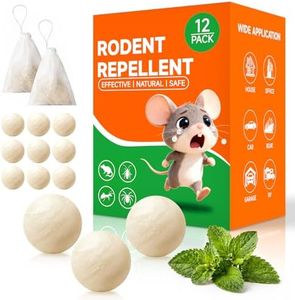 Mouse Rodent Repellent, 12 Pack Peppermint Oil Repellent Balls for Mouse Rats Squirrel Spider Roach Ant Pest Control Indoor & Outdoor, Natural Moth Balls for Rodent Control (White, 12)