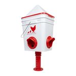 RentACoop 25lb BPA-Free Chicken Feeder with 4 Large Ports - Includes Lid, Anti-Roost Cone, Rain Hoods, and Custom Adjustable Stand - Large Capacity No-Waste Poultry Feeder - Center Placement