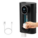 Meideli Automatic Mouthwash Dispenser for Bathroom, 540ml(18 oz) Wall Mounted Mouth Wash Dispenser, Refillable Mouthwash Container with 2 Magnetic Reusable Cups, 3 Mode Liquid Volume Adjustable Black