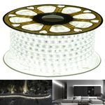 GuoTonG /40M Led Strip Rope Lights,Waterproof, 6000K ,110V 2 Wire, Flexible, 2400 Units Smd 2835 Leds,Indoor/Outdoor Use, Ideal For Backyards, Decorative Lighting 131.2ft Daylight White