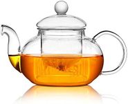 Glass Teapot With Infuser,Borosilicate Pot for Loose Tea, Bagged and Flowering Teas (800ml)