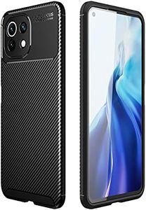 PEIYE Case for Xiaomi Mi 11 Lite NE | Mi 11 Lite 5G | Mi 11 Lite, TPU Silicone Protective Case with Carbon Fibre Texture, Black