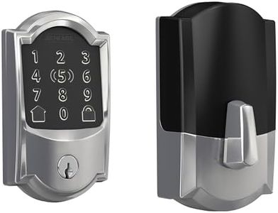 Schlage BE499WB CAM 625 Encode Plus WiFi Deadbolt Smart Lock, Keyless Entry Touchscreen Door Lock with Camelot Trim, Bright Chrome