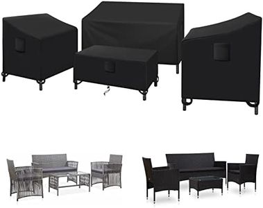 Kovshuiwe 4 Piezas Exterior Terraza Patio Jardín,Funda para Muebles de Patio,Juego Impermeable para Terraza Juego de Muebles para Césped Cubierta(Negro)