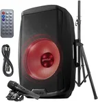 Gemini Sound AS-2115BT-LT-PK 2000 Watt LED LIT 15 Inch Woofer Professional Active Bluetooth DJ PA Speaker, Stand, Mic and Remote Set with Onboard 3-Channel. TWS Stereo Pairing/Linking Pro Fly Points