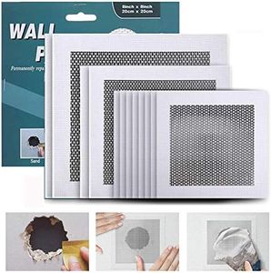 WDSHCR Drywall Repair Kit 12 Pieces Aluminum Wall Repair Patch Kit, 4/6/8 inch Fiber Mesh Over Galvanized Plate, Dry Wall Hole Repair Patch Metal Patch with Extended Self-Adhesive Mesh (12 Pcs)