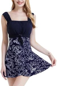 wantdo Women's Plus Size One-Piece Swimsuit Swimwear Swimdress Porcelain US 26W-28W