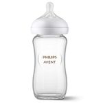 Philips AVENT Glass Natural Baby Bottle with Natural Response Nipple, Clear, 8oz, 1pk, SCY913/01