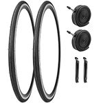 2 Pack 700x23C/25C/28C/35C/38C Bike Tires Plus Bike Inner Tubes Presta Valve 48mm or Schrader Valve 48mm Foldable Replacement Tires for Road Bicycle (700 X 23C 30TPI)