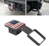 Tesnaao Pack-1 Trailer Hitch Insert Stopper, 2"/51mm Square Mouth Receiver American Flag Plug, Dustproof Rustproof Heavy Duty Towing Hitch Protection Cap, Universal for Trailer Truck (Red & Black)