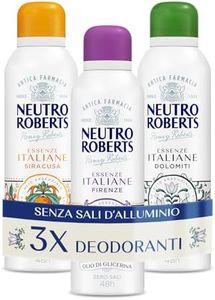Neutro Roberts, Kit Deodoranti Spray Essenze Italiane Dolomiti, Siracusa e Firenze, Senza Sali di Alluminio, Zero Macchie, Con Puro Olio di Glicerina, Deodorante Donna e Uomo, 48h - 3 Pezzi da 200 ml