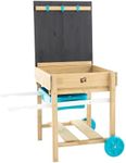 TP Toys Deluxe Sand And Water Table - FSC Certified Timber. Includes Sand Pit, Water Tray, Black Board, Plastic Hooks And Storage Shelf. Pack Away And Turn Into An Arts And Crafts Table - 3 Years+