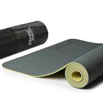 Fitness Mantra® TPE Dual Color Anti-Slip Yoga Mat with Cover Bag for Gym Workout and Yoga Exercise for Men & Women Fitness| 1 Piece| 6mm| 24"x72"|Premium Dual Color Mat| Army + Lemon|