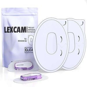 Dexcom G6 Adhesive Patches - Pack of 20 - Lexcam Waterproof CGM Overpatch - Color Clear