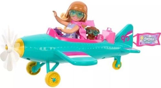 Barbie Chelsea Can Be… Doll & Plane Playset, 2-Seater Aircraft with Spinning Daisy Propellor & 7 Accessories, Including Puppy & Stickers