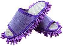 Itian One Pair Microfiber Mop Cleaning House Slippers House Floor Polishing Dusting Cleaning Slippers Mop Slipper (Purple)