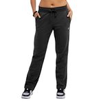 Champion Women's Fleece Open Bottom Pant Sweatpants, Black, S